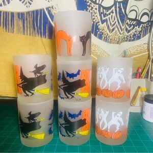 Dartington Design Halloween 4” Whiskey Glasses Set Of 7 Witch Ghost Cat Pumpkin